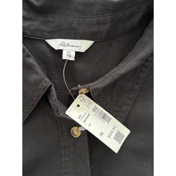 Reitmans black long sleeve linen blend button down shirt size XL NWT - Picture 4 of 5
